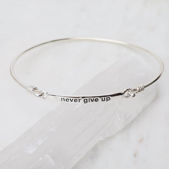 BRC "Never Give Up" Front Latching I.D Bangle