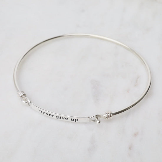 BRC "Never Give Up" Front Latching I.D Bangle