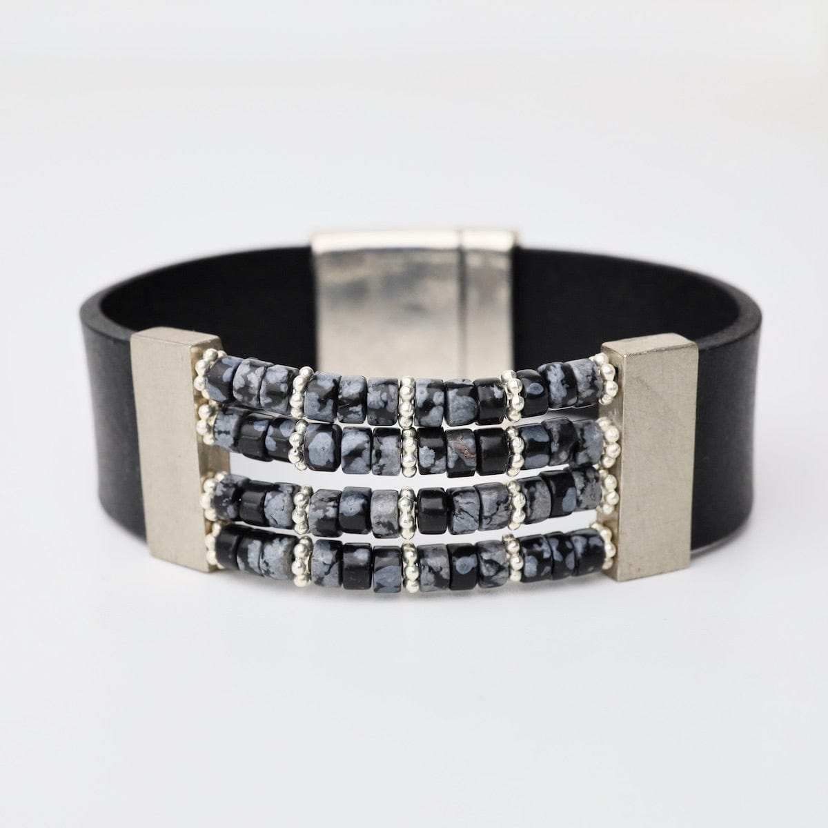 BRC Obsidian Black Leather Bracelet