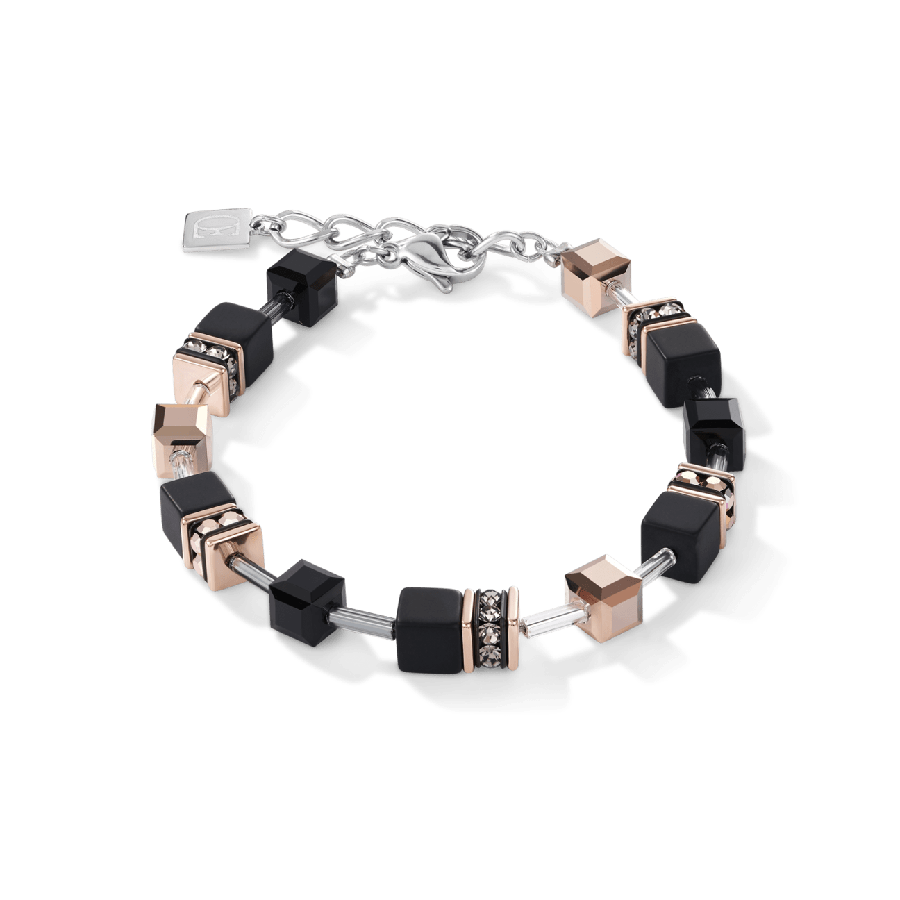 BRC Onyx Black Rose Gold Geo Cube Bracelet