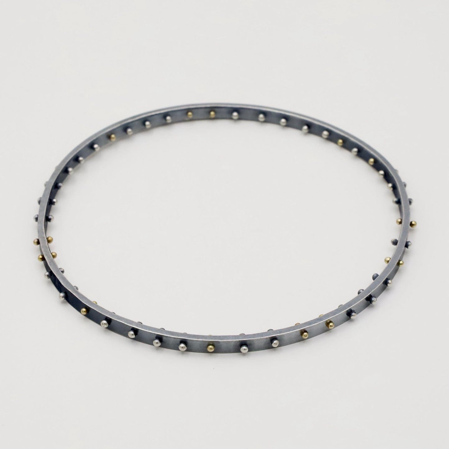 BRC Orbit Bangle - Oxidized Silver with Mix Metal Dots