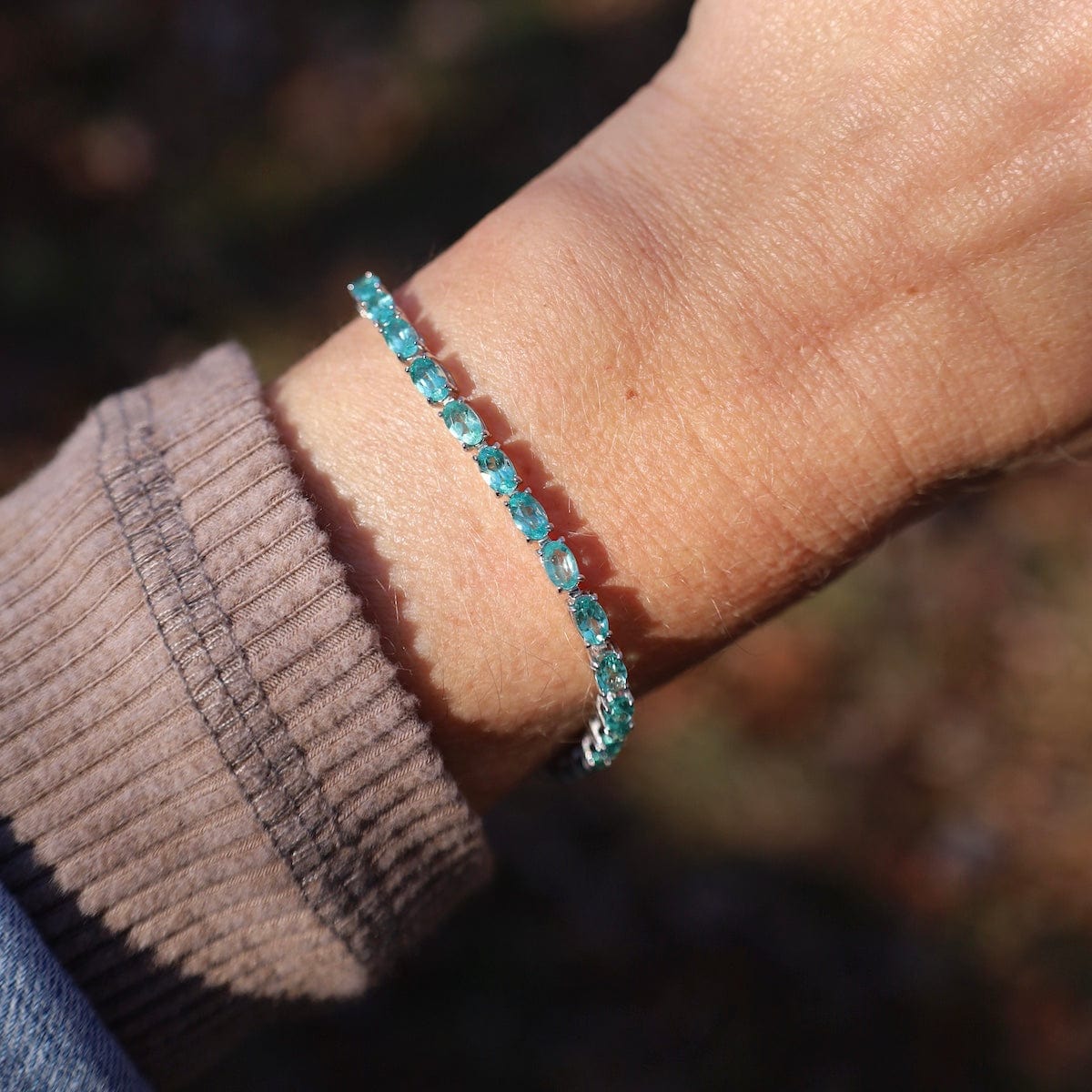 BRC Oval Blue-Green Apatite Tennis Bracelet