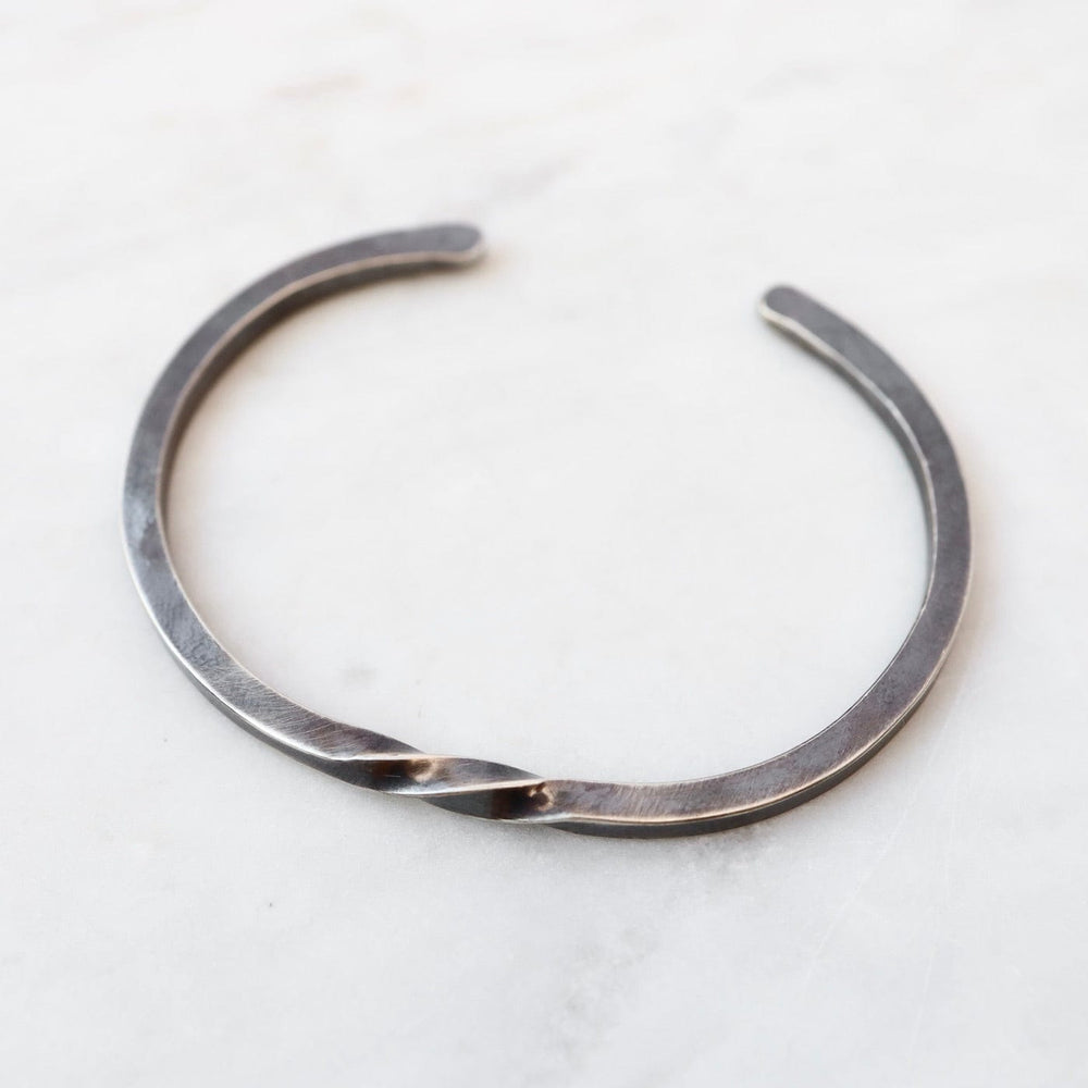 BRC Oxidized Silver Thick Bias Cuff with Partial Twist