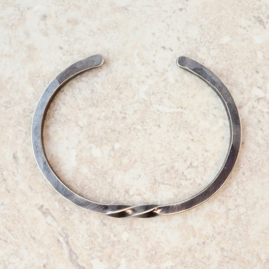 BRC Oxidized Silver Thick Bias Cuff with Partial Twist