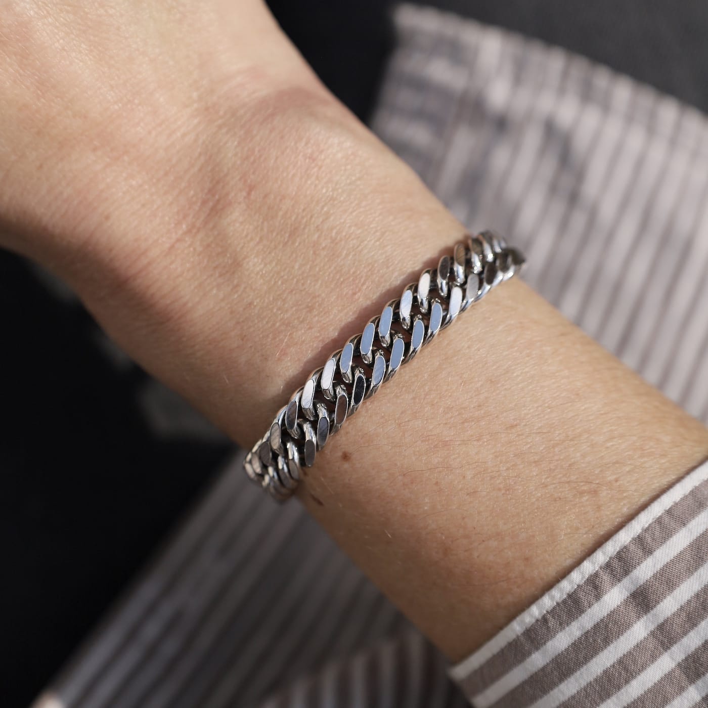 BRC Oxidized Sterling Silver 1/2 Wide Curb Chain Brace