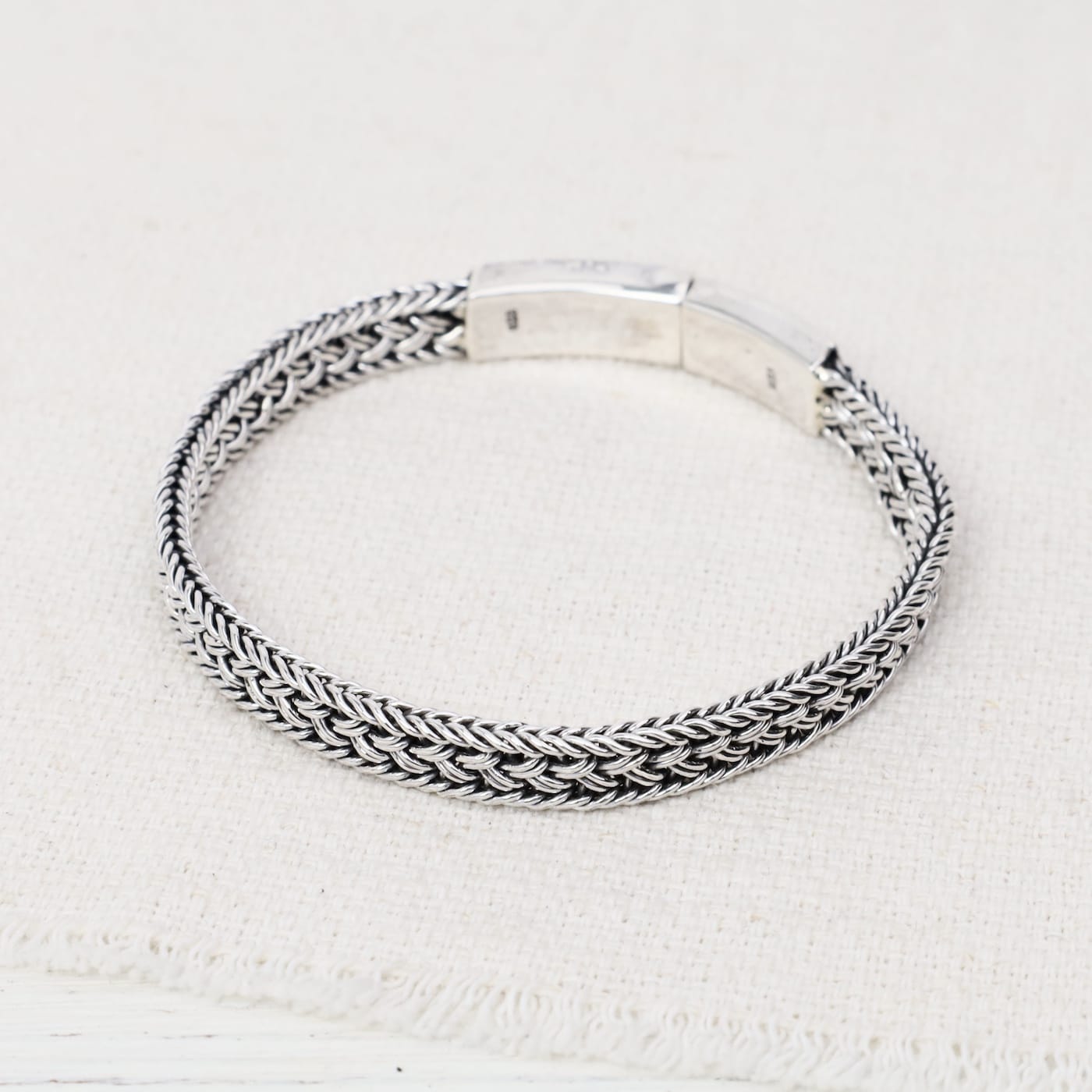 BRC Oxidized Sterling Silver 1/2 Wide Woven Bracelet
