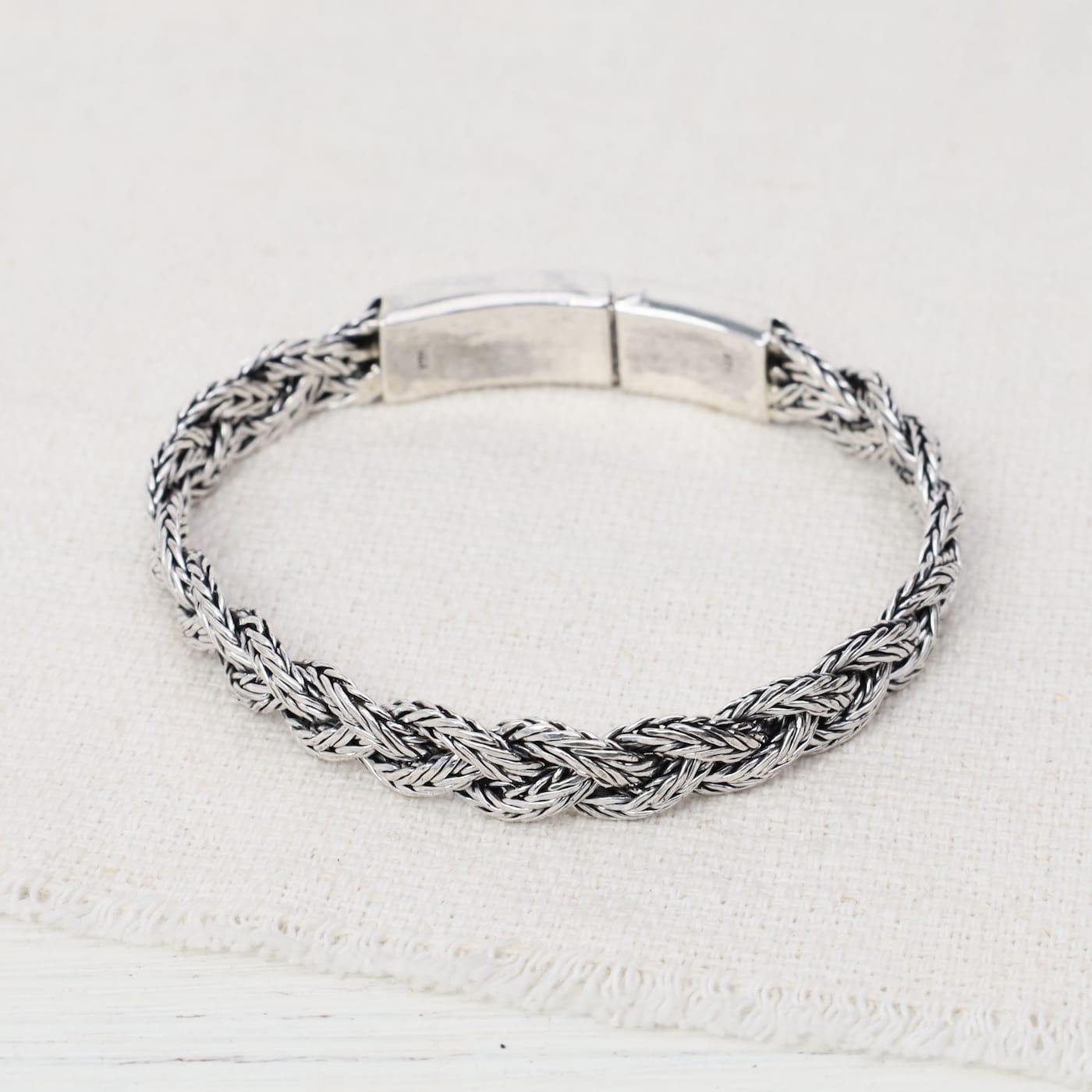 BRC Oxidized Sterling Silver 1/4 Wide Braided Bracelet