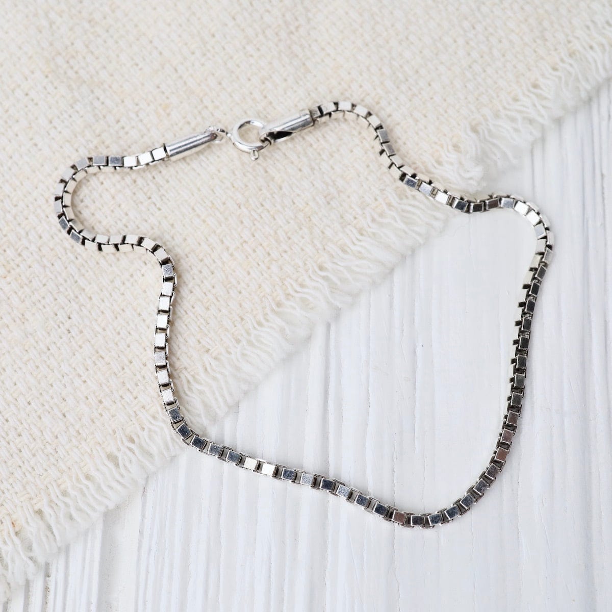 BRC Oxidized Sterling Silver Box Chain Bracelet