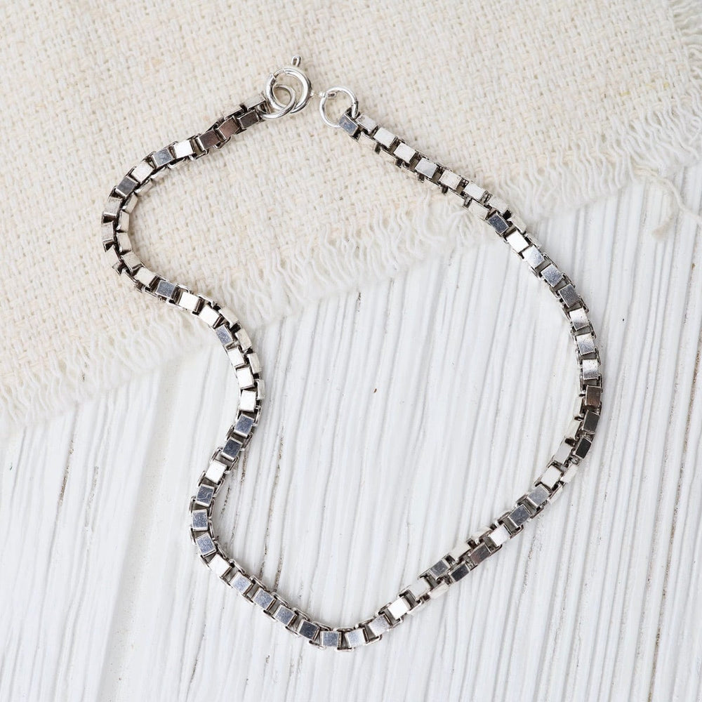 BRC Oxidized Sterling Silver Heavy Box Chain Bracelet