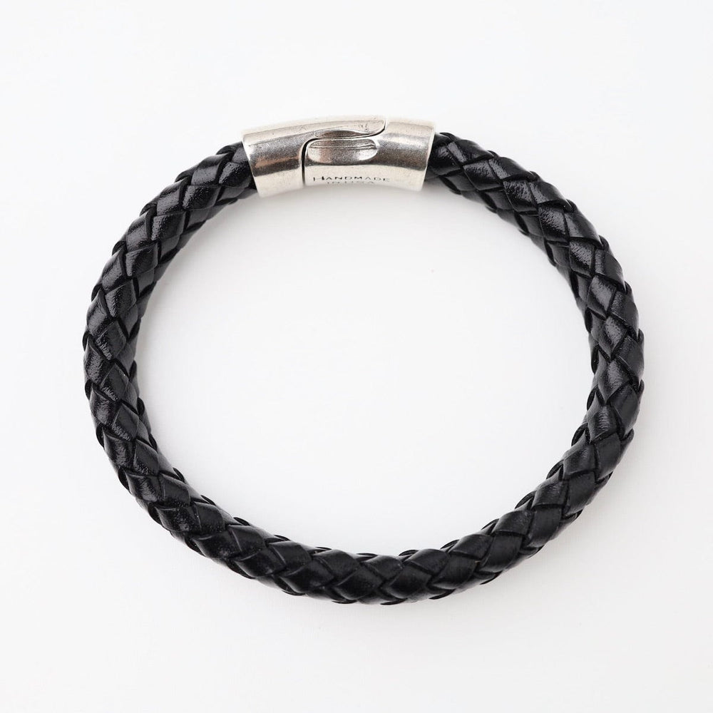 BRC Pegasus Black Braided Leather Bracelet