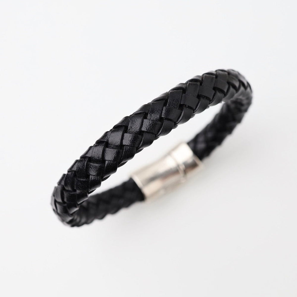 BRC Pegasus Black Braided Leather Bracelet