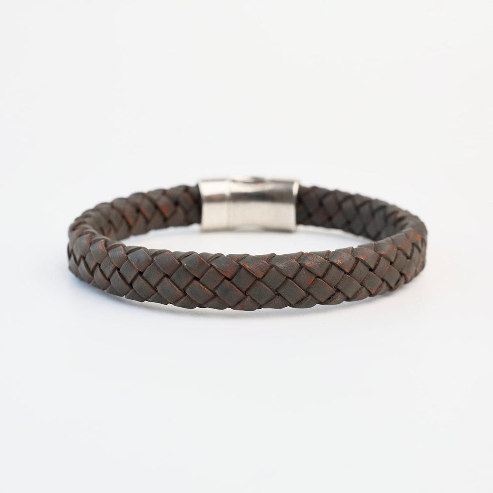 BRC Pegasus Gray Braided Leather Bracelet - Approx 8"