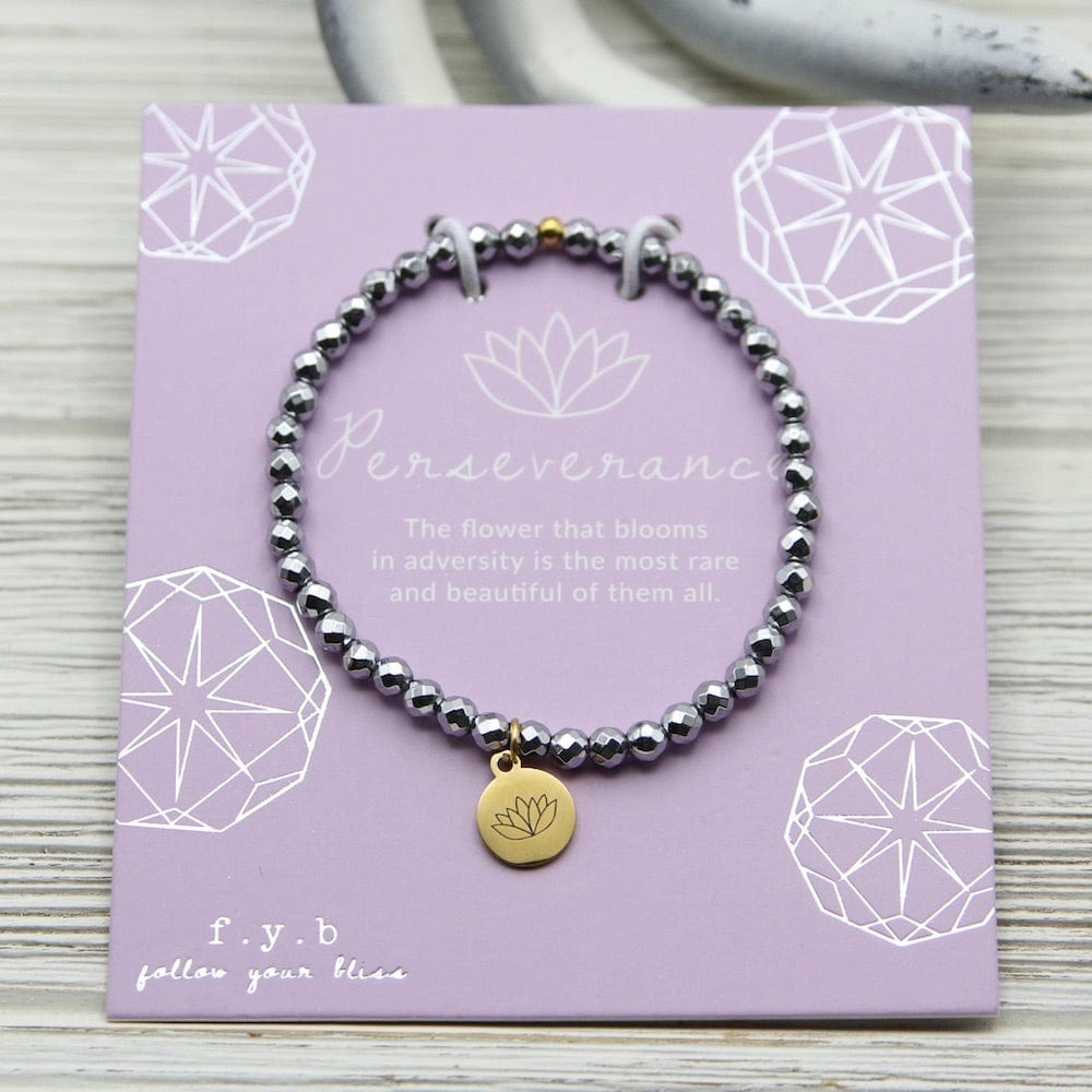 
                      
                        BRC Perseverance ~ Stretchy Hematite Bracelet - Gold Charm
                      
                    