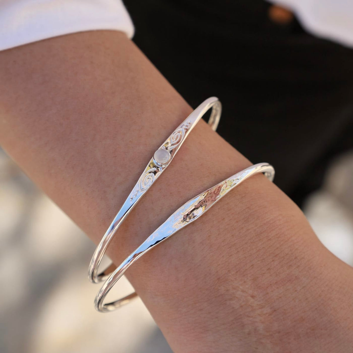 BRC Petite Cuff with Flared Hammered Center