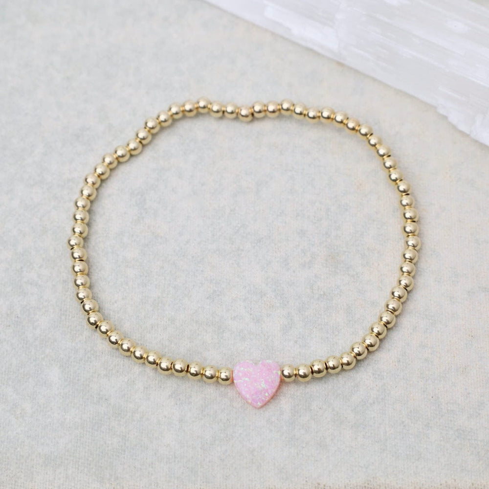 
                      
                        BRC Pink Opal Heart Gold Filled Ball Bracelet
                      
                    