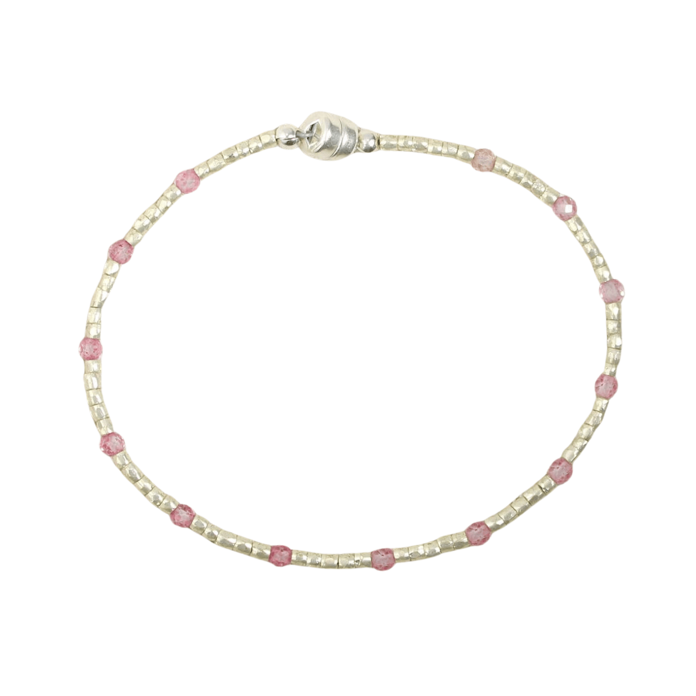 BRC Pink Topaz Silver Glass Bracelet