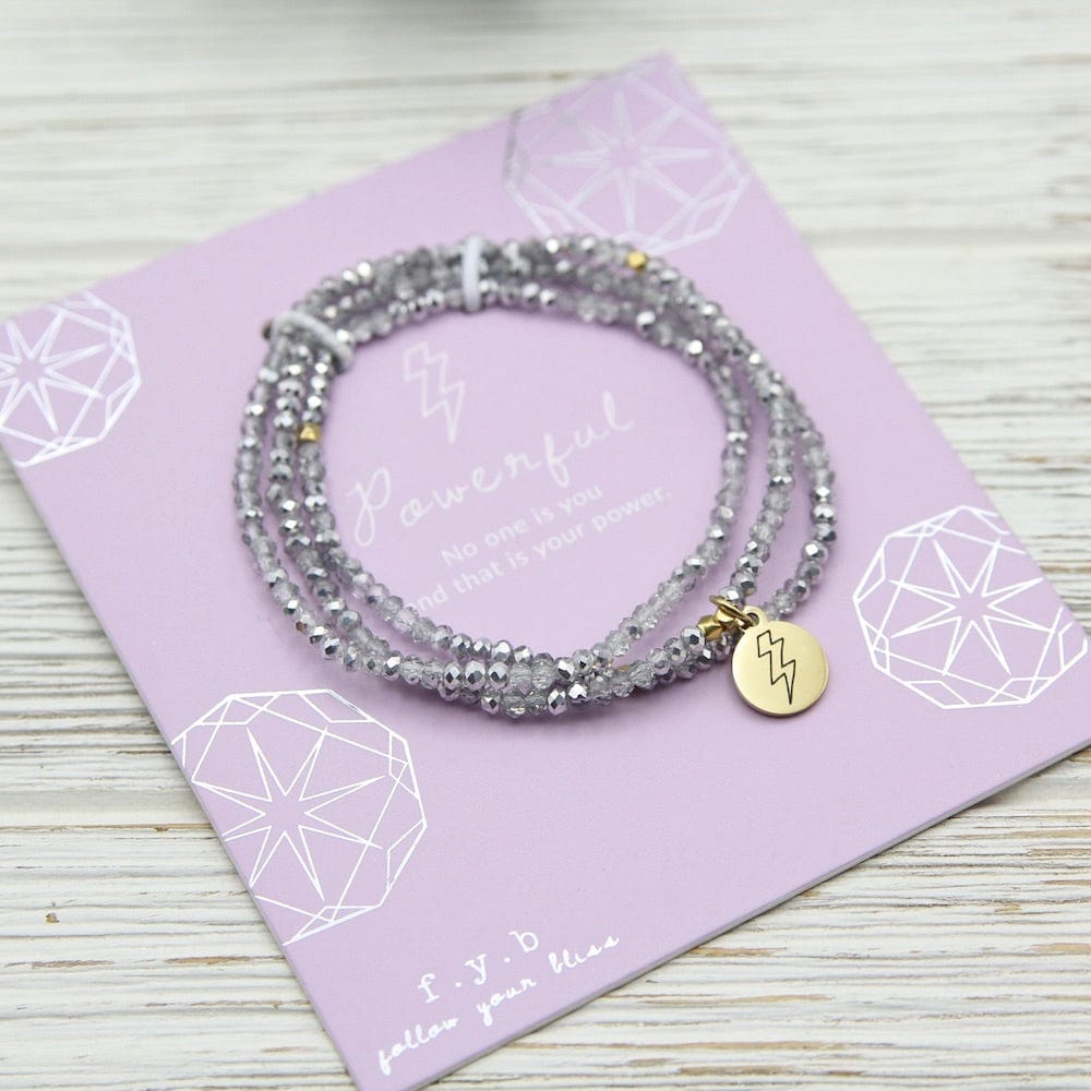 BRC Powerful ~ Stretchy Silver Crystal Wrap Bracelet