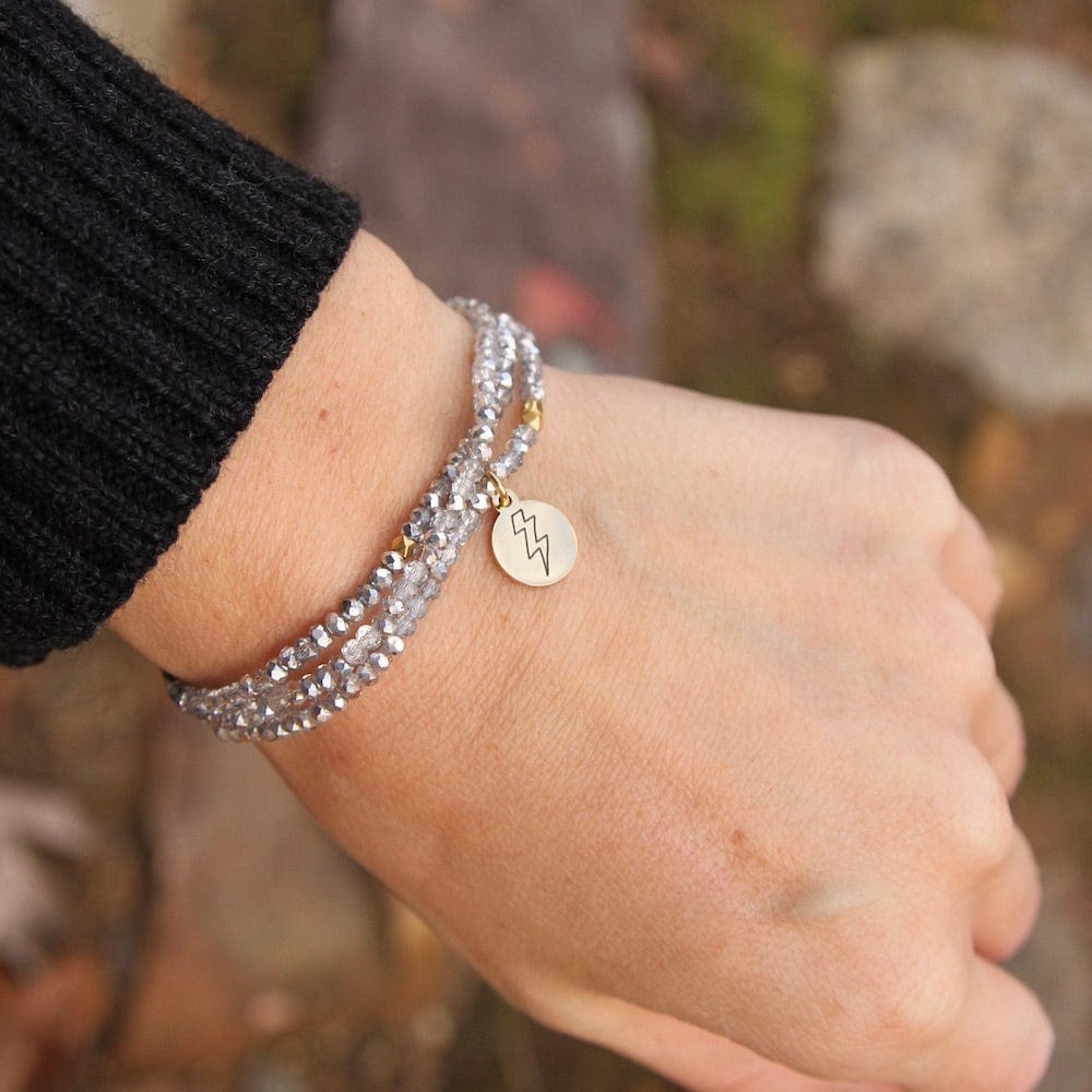 BRC Powerful ~ Stretchy Silver Crystal Wrap Bracelet