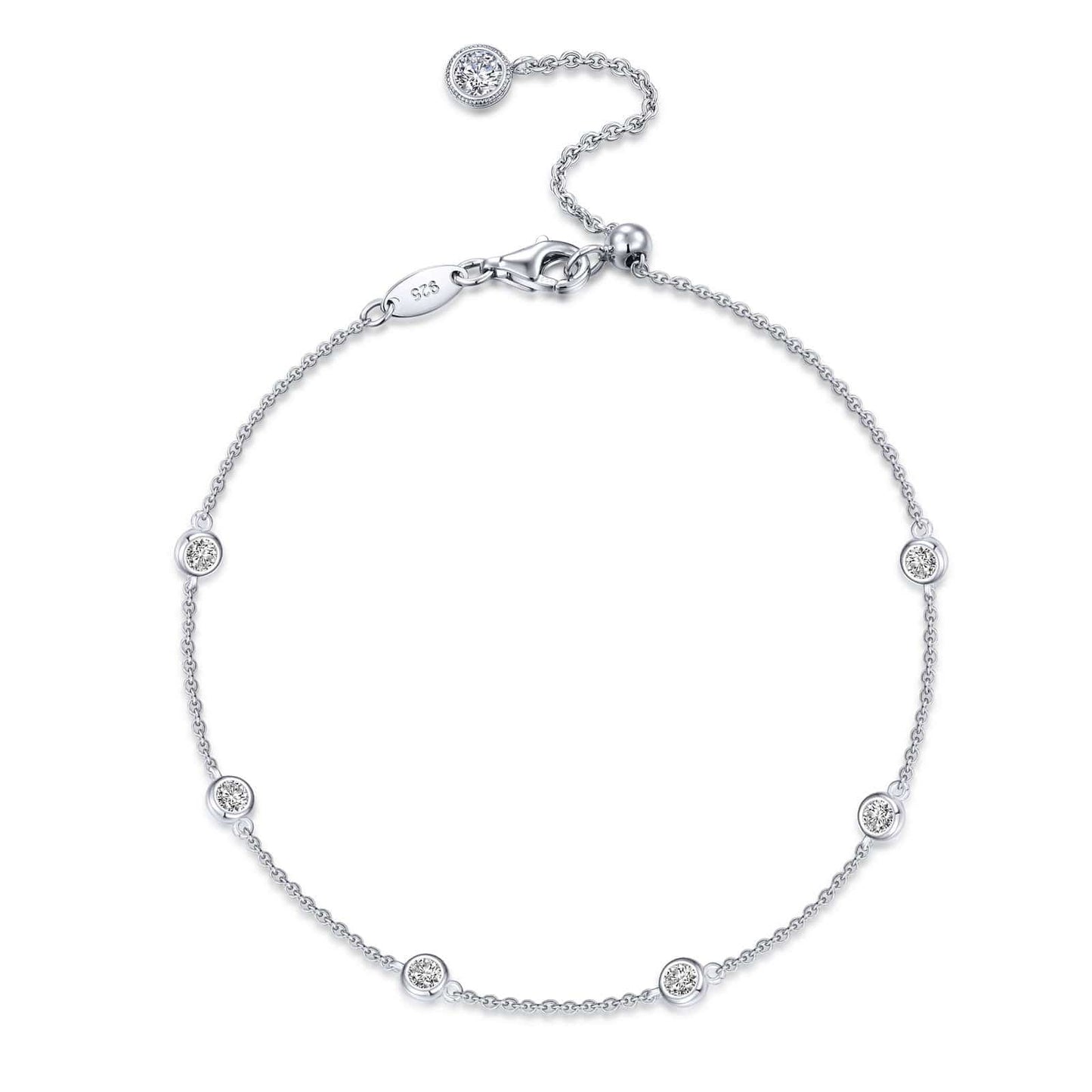 BRC-PPL 0.53 CTW Diamond Platinum Plated Station Bracelet
