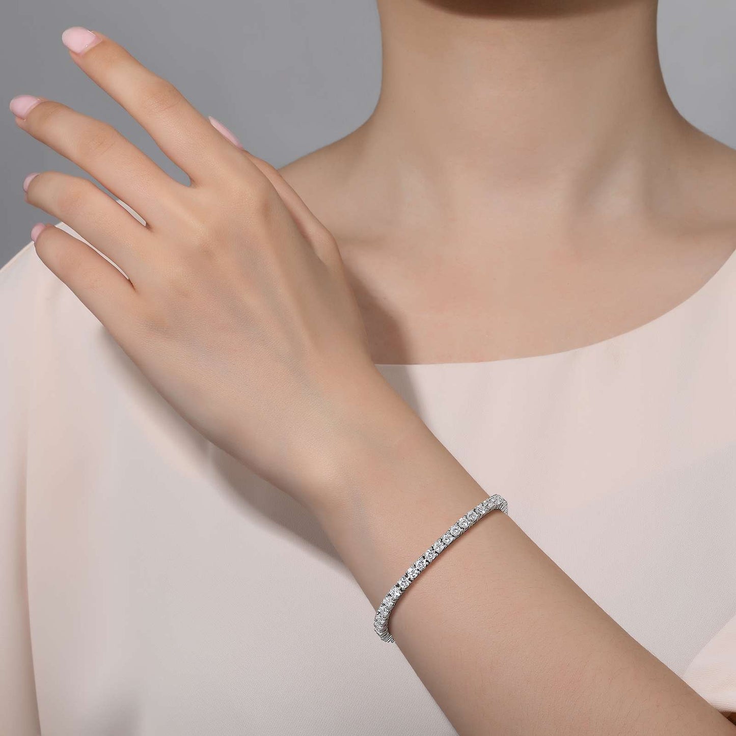 BRC-PPL 8.5 CTW Diamond Platinum Plated Classic Tennis Bracelet