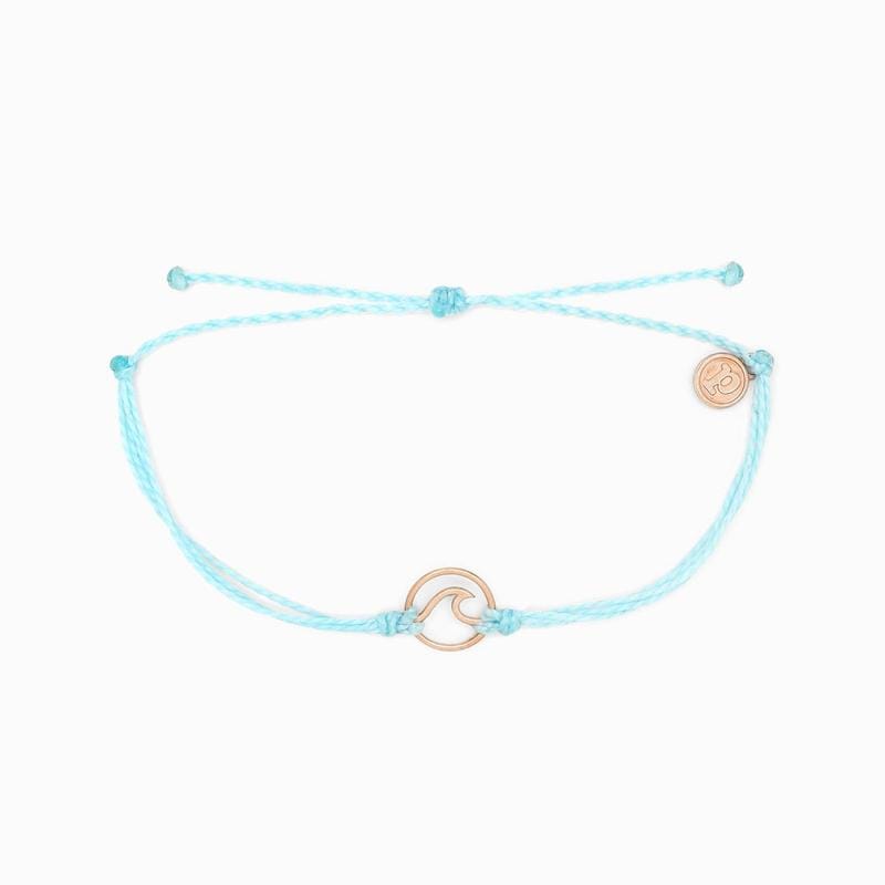 BRC Pura Vida Rose Gold Wave Charm Bracelet ~ Light Blue