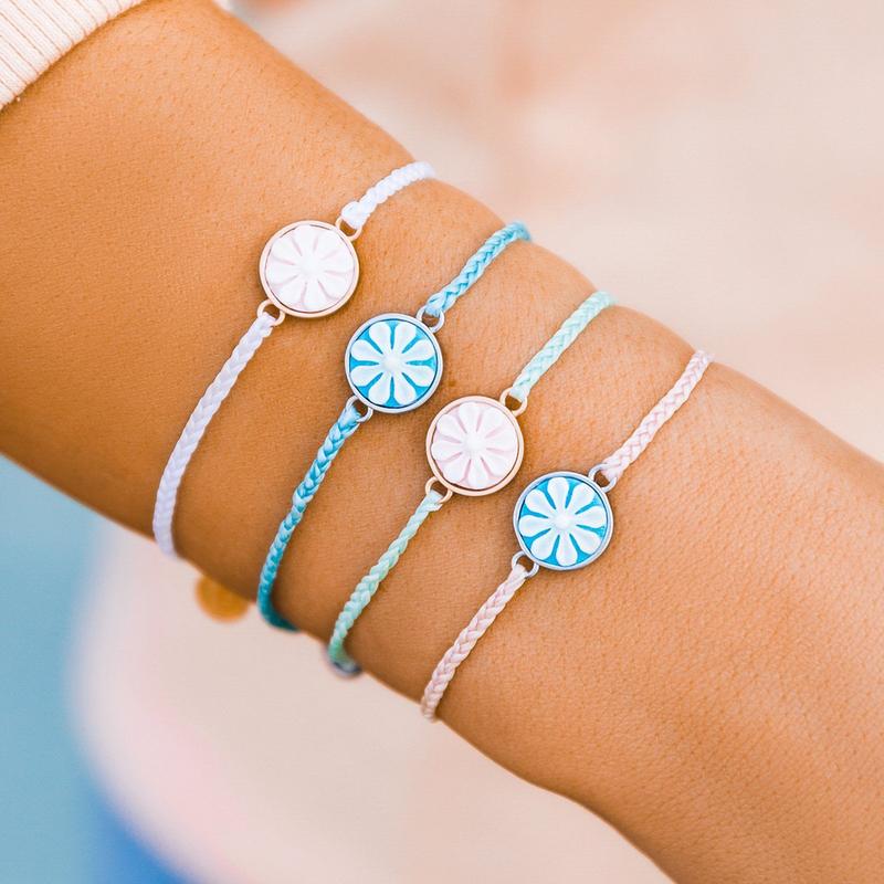 BRC Pura Vida Silver Cameo Bracelet - Ice Blue