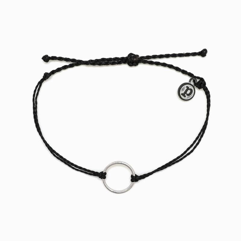 BRC Pura Vida Silver Circle Charm Bracelet ~ Black