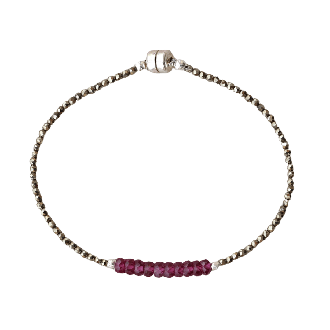 BRC Pyrite and Rhodolite Garnet Bracelet