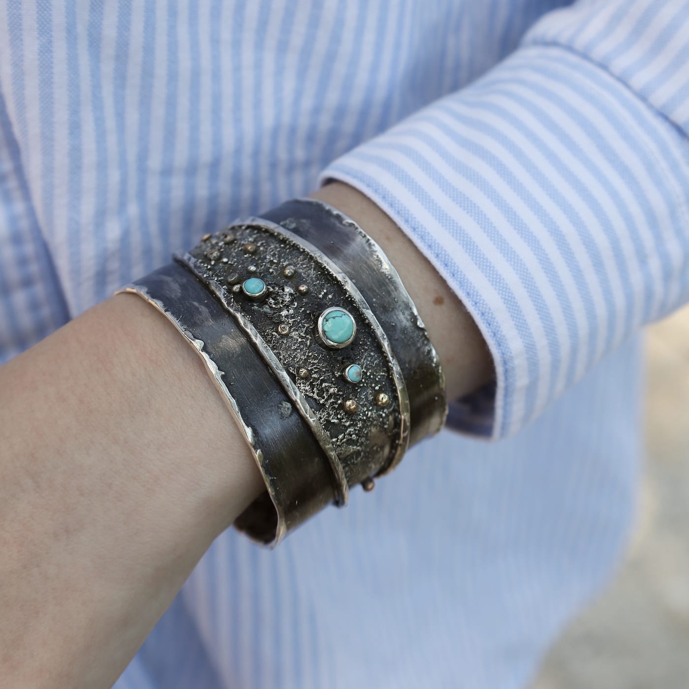 BRC Reticulated Cuff with Turquoise
