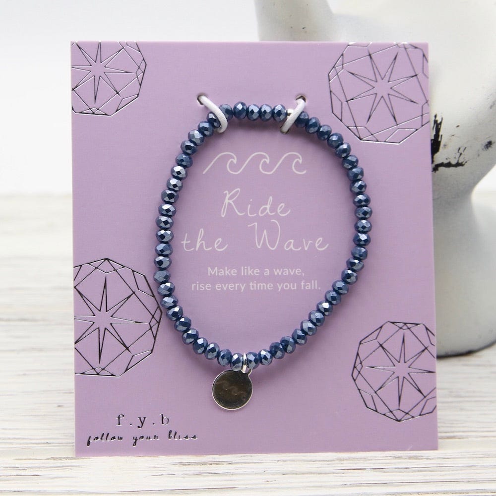 BRC Ride the Wave ~ Stretchy Navy Crystal Bracelet