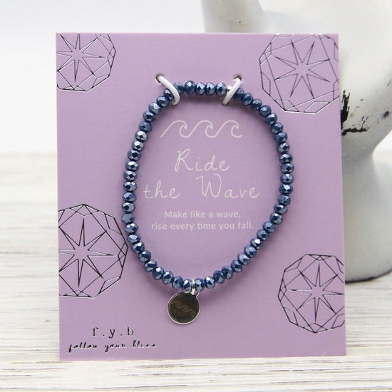Load image into Gallery viewer, BRC Ride the Wave ~ Stretchy Navy Crystal Bracelet
