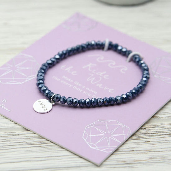Load image into Gallery viewer, BRC Ride the Wave ~ Stretchy Navy Crystal Bracelet
