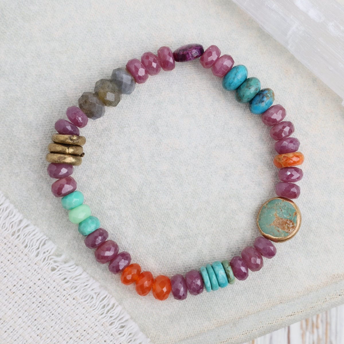 BRC Riverstone Trunk Show Ruby with Turquoise Round Bracelet