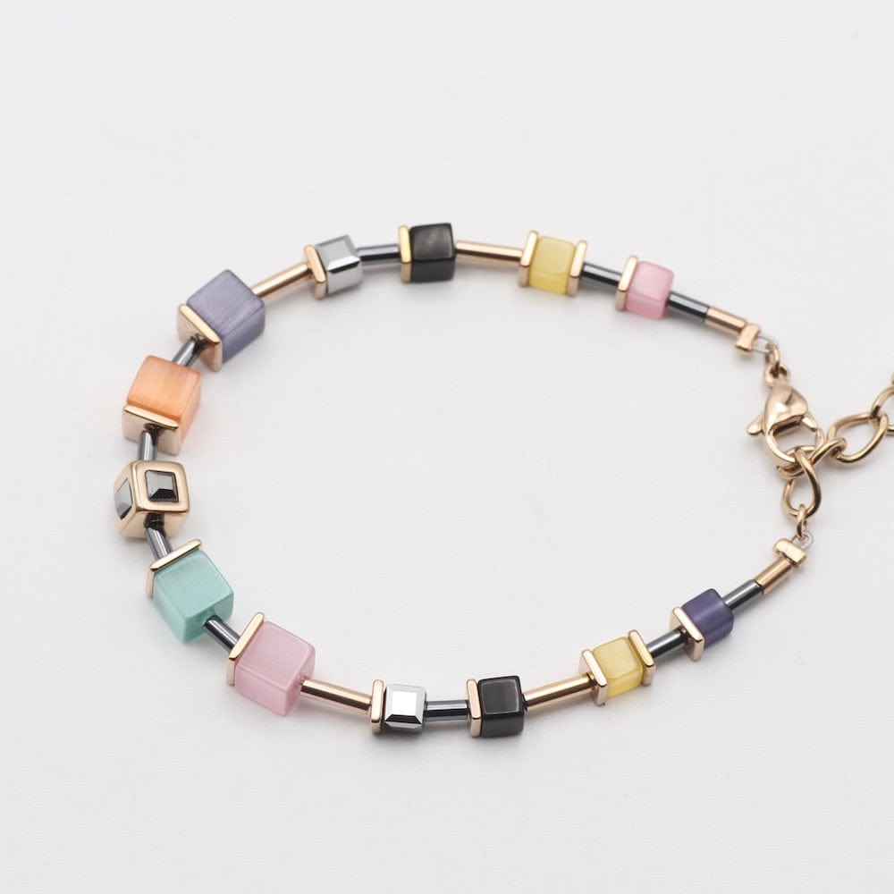 BRC ROSE GOLD AND MULTICOLOR GEO CUBE BRACELET