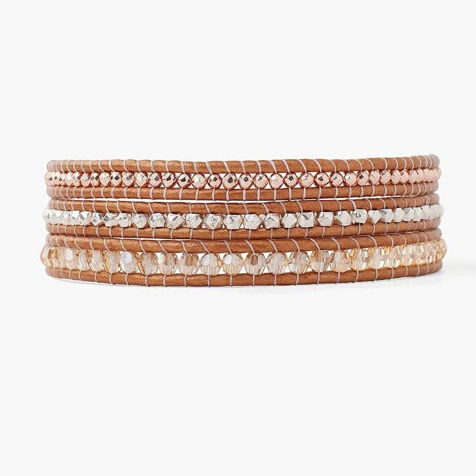 BRC Rose Gold Hematite Mix Three Wrap Bracelet