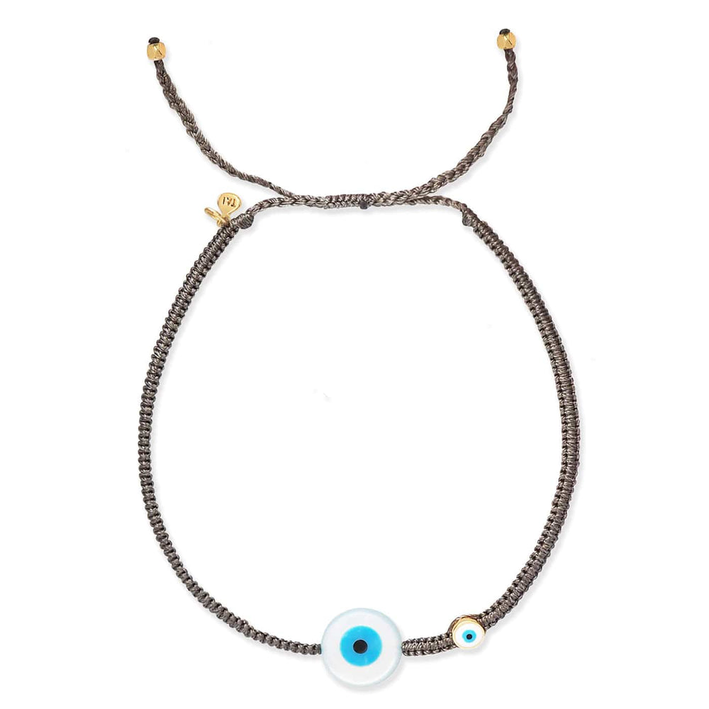 BRC Round Shell Evil Eye Macrame Bracelet