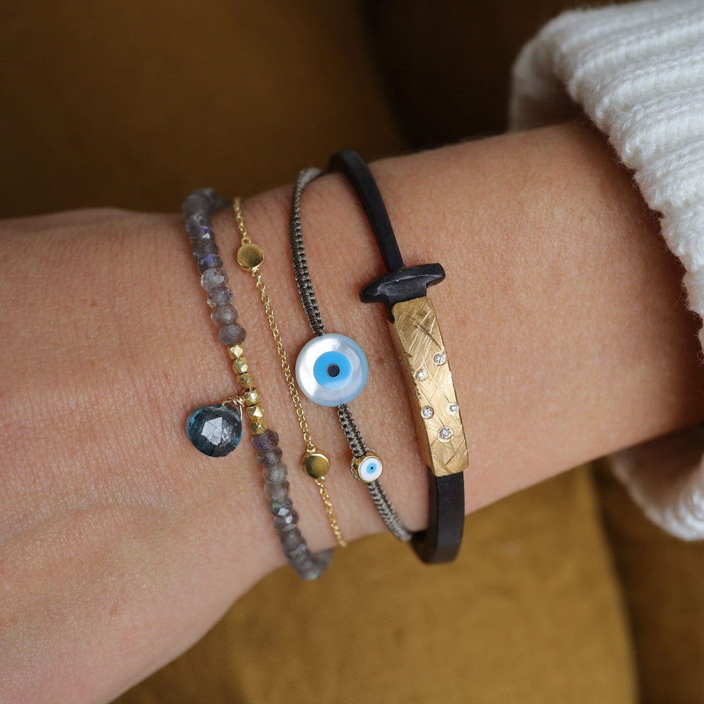 BRC Round Shell Evil Eye Macrame Bracelet