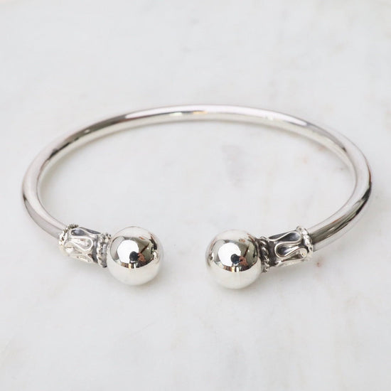 BRC Round Tube with Ball Ends Sterling Silver Cuff