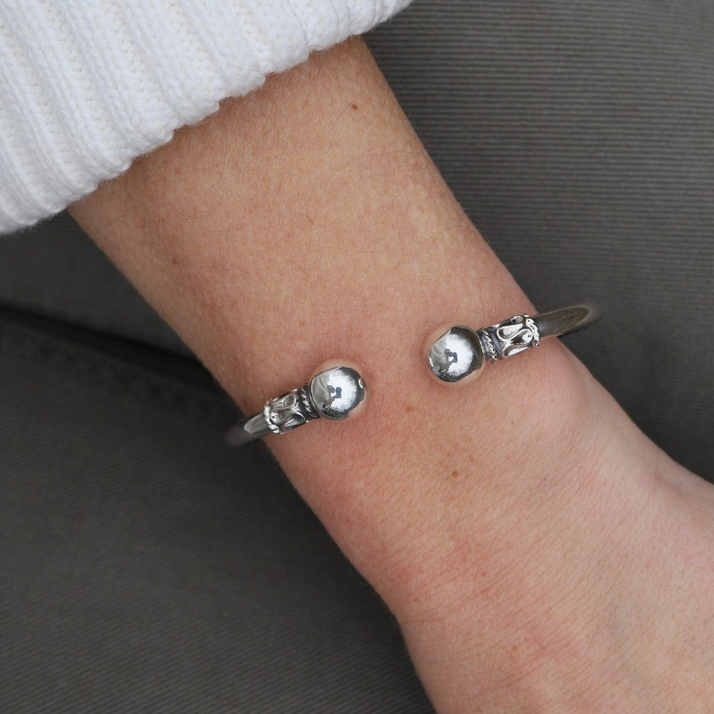 
                  
                    BRC Round Tube with Ball Ends Sterling Silver Cuff
                  
                