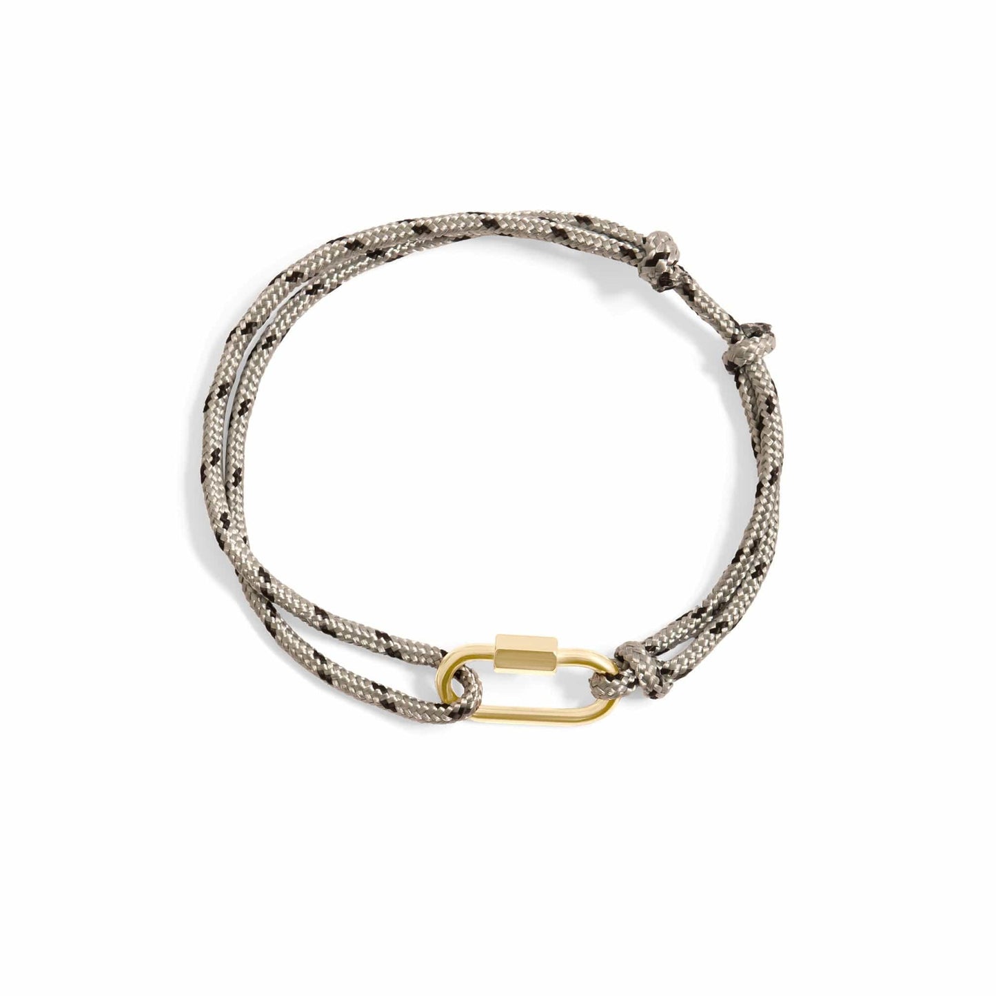 BRC-S.STL 18K Gold Plated Stainless Steel Grey Rope Carabiner Bracelet