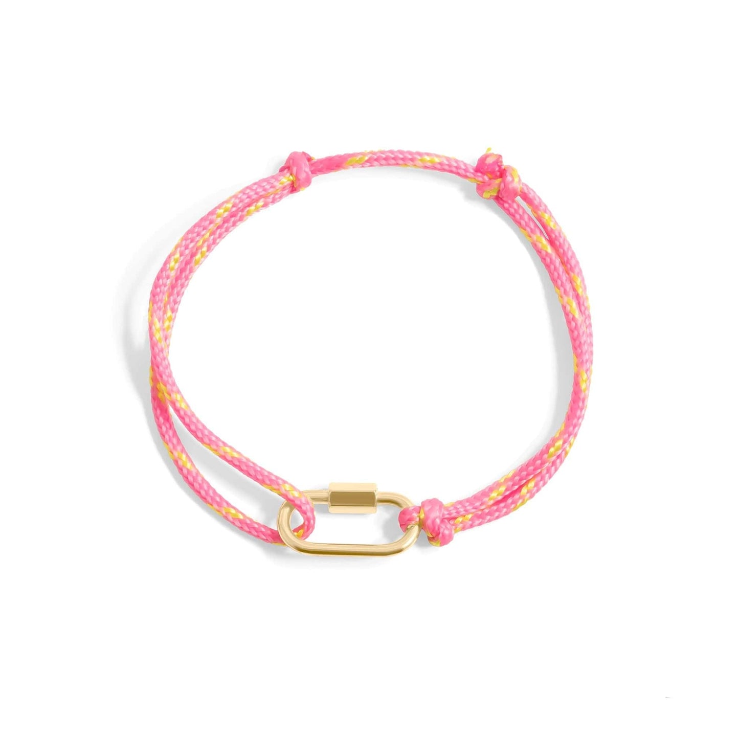 BRC-S.STL 18K Gold Plated Stainless Steel Pink Rope Carabiner Bracelet
