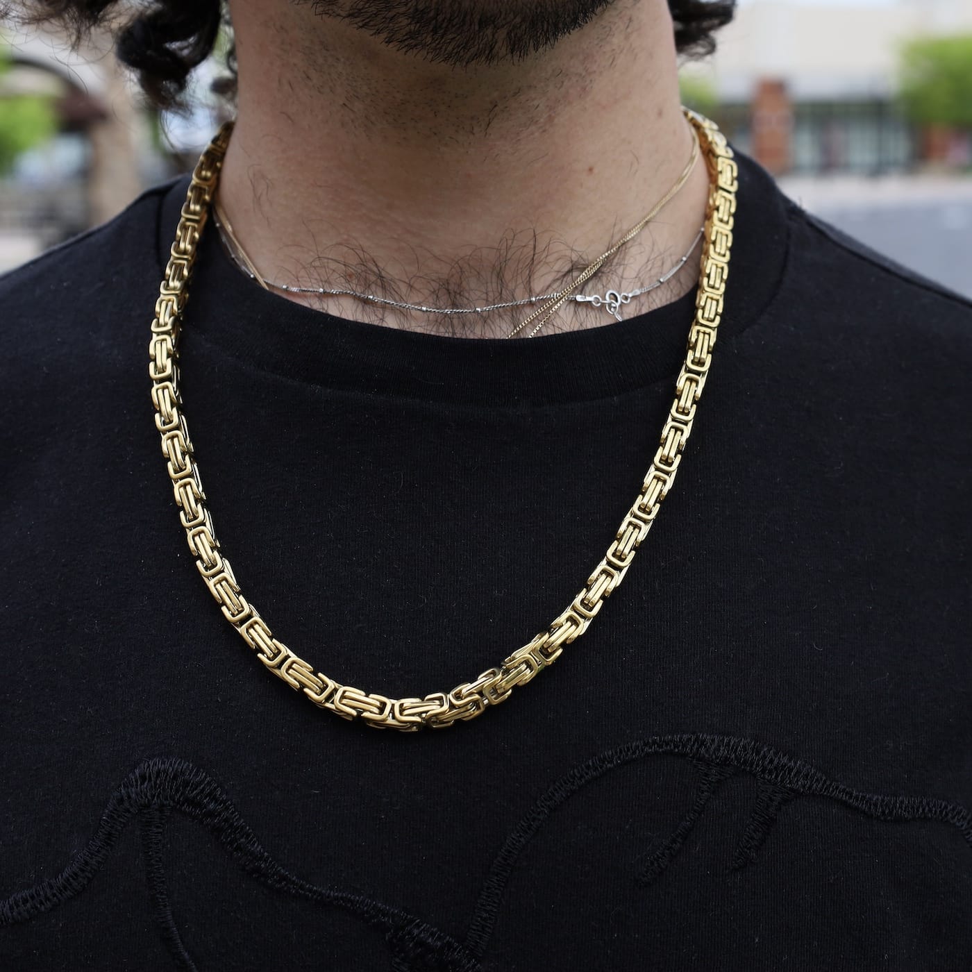 BRC-S.STL 24" 6mm Stainless Steel 18K Gold Pvd Coated Byzantine Chain Necklace