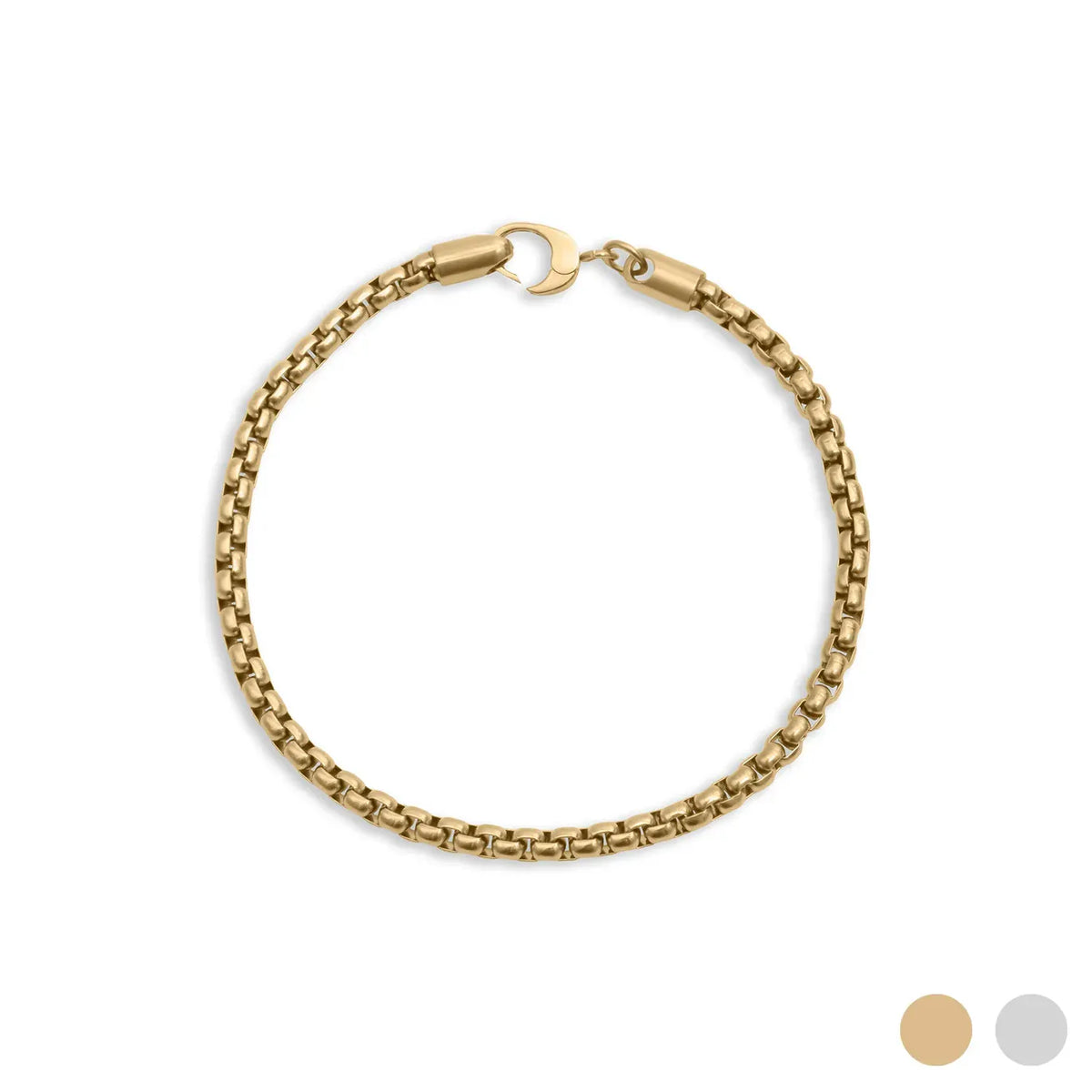 BRC-S.STL 8" 3.5mm 18K Gold Pvd Stainless Steel Mens Chain Bracelet