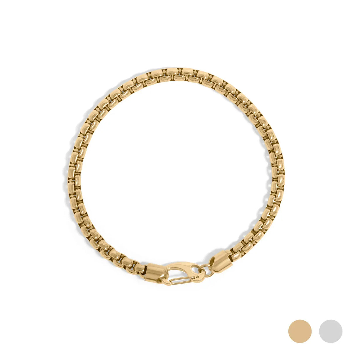 BRC-S.STL 8.5" 4mm 18K Gold Pvd Chain Metal Clasp Men`s Bracelet