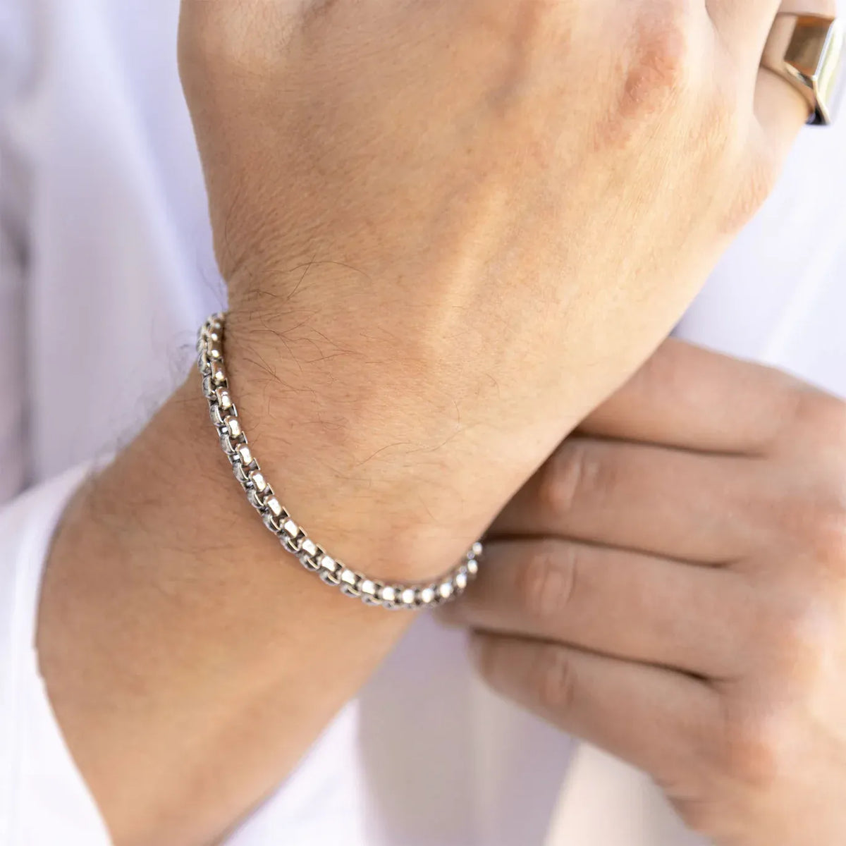 BRC-S.STL 9" 5mm Stainless Chain Metal Clasp Men`s Bracelet