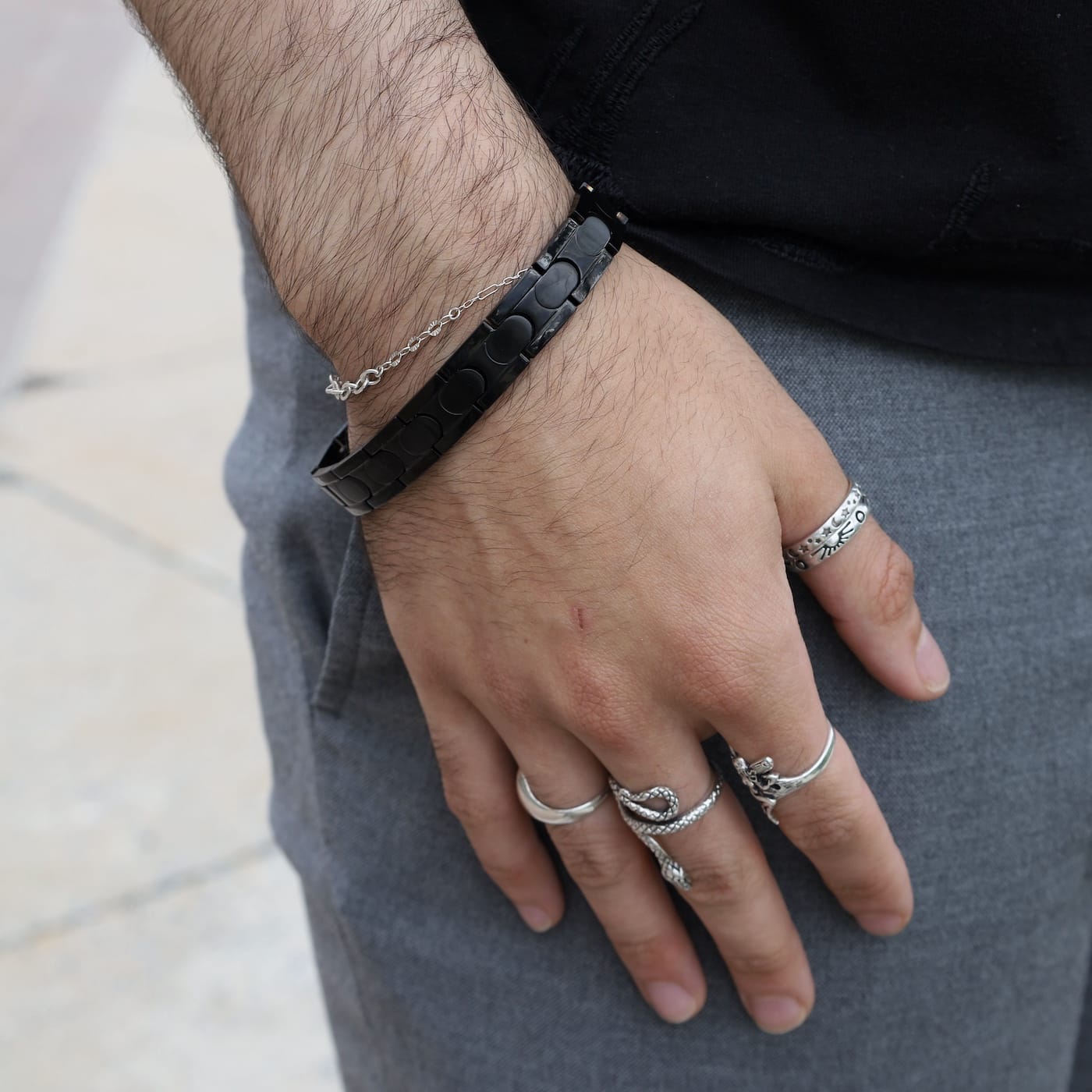 BRC-S.STL Black Stainless Steel Magnetic Bracelet