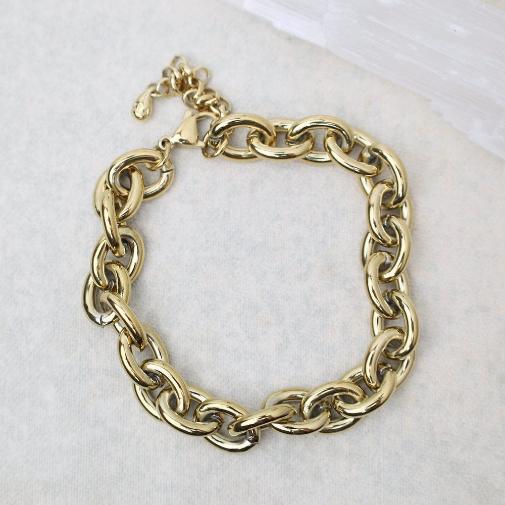 BRC-S.STL Bold Oval Link Bracelet in Gold Plated Stainless Steel