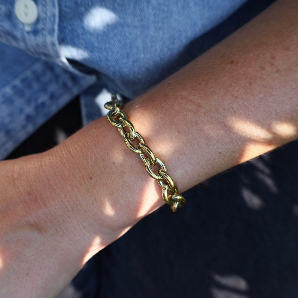 
                      
                        BRC-S.STL Bold Oval Link Bracelet in Gold Plated Stainless Steel
                      
                    