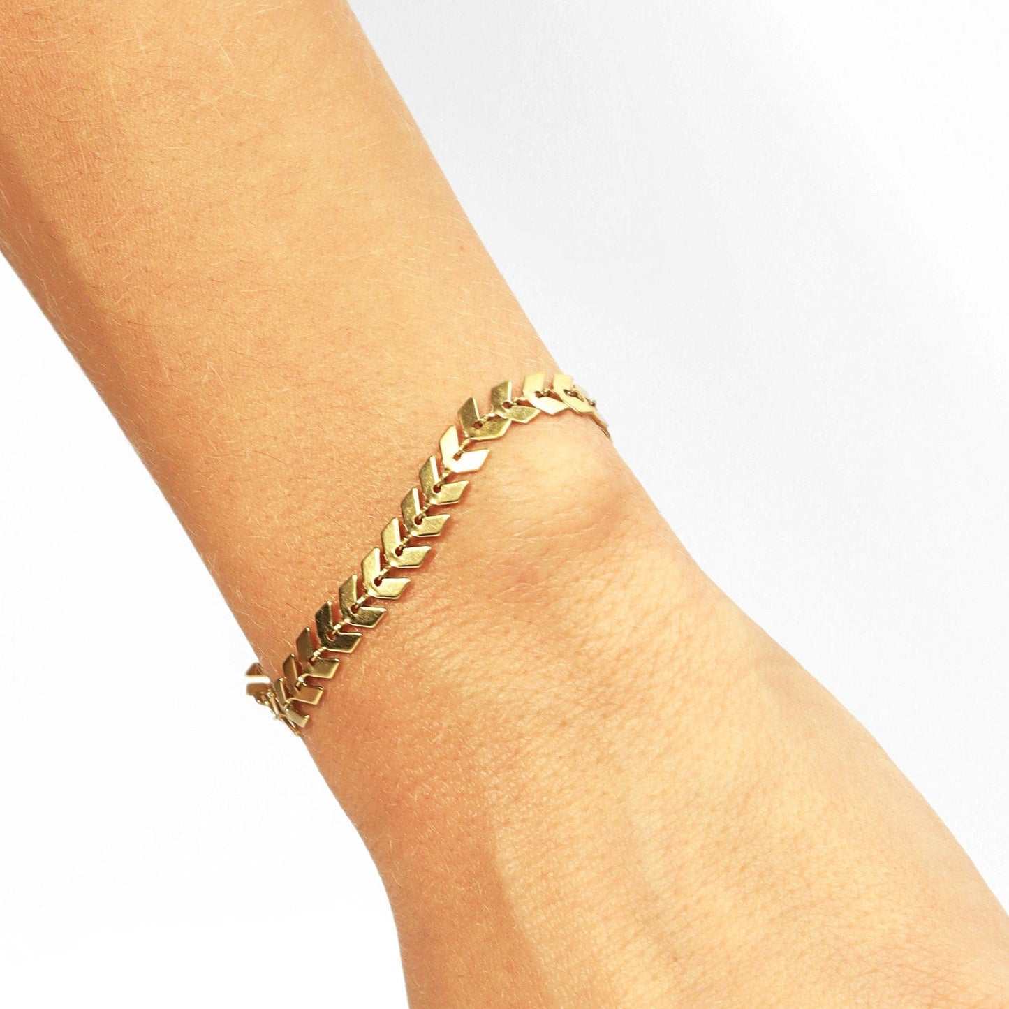 BRC-S.STL Gold Stainless Steel Chevron Chain Bracelet