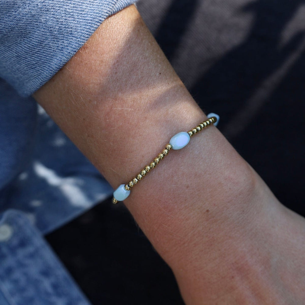 BRC-S.STL Here & There Pop Of Color Bracelet in Blue Sky & Gold